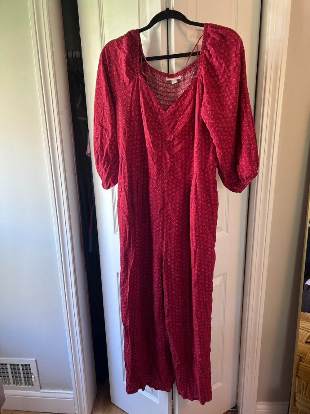 Knox Rose Red 3/4 Sleeve Jumpsuit, Size L